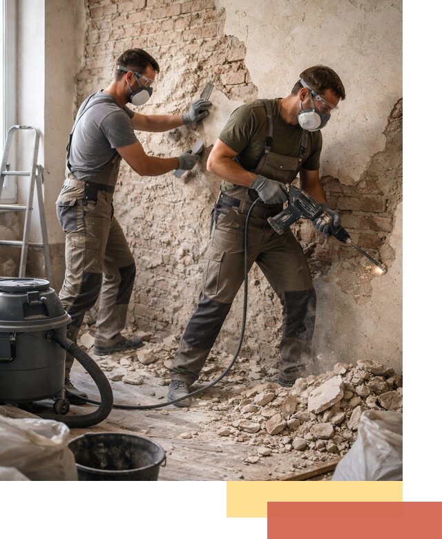 Демонтаж штукатурки со стен в Омске быстро и аккуратно