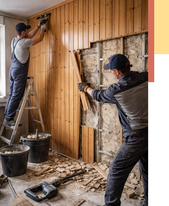 Демонтаж вагонки со стен в Омске от 1504 руб. — снятие, удаление, срочно | ОТДЕЛОЧНИК-Омс