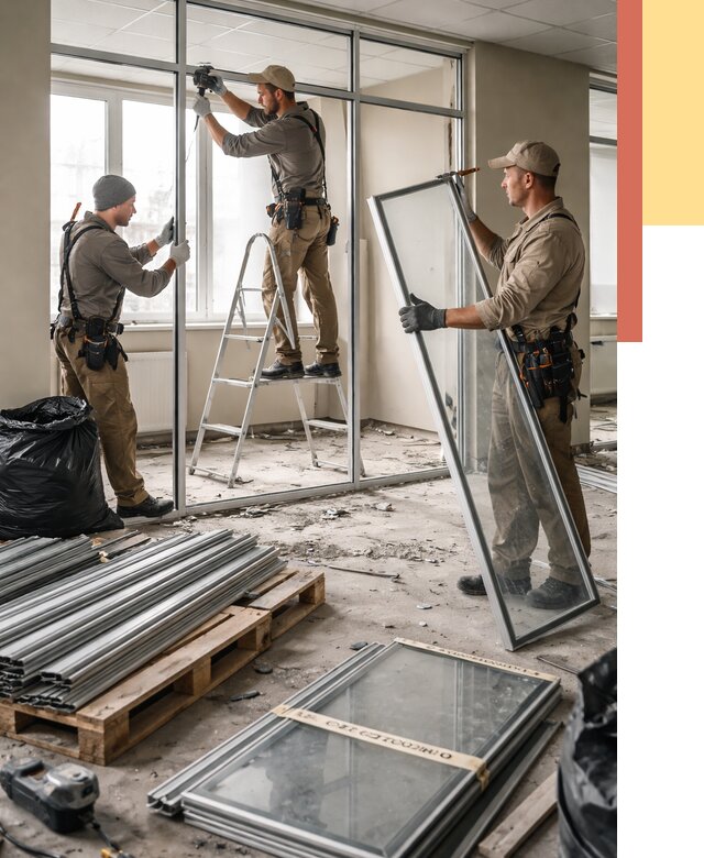 Демонтаж алюминиевых перегородок в Омске от 4355 руб. — быстро и недорого | ОТДЕЛОЧНИК-Омс