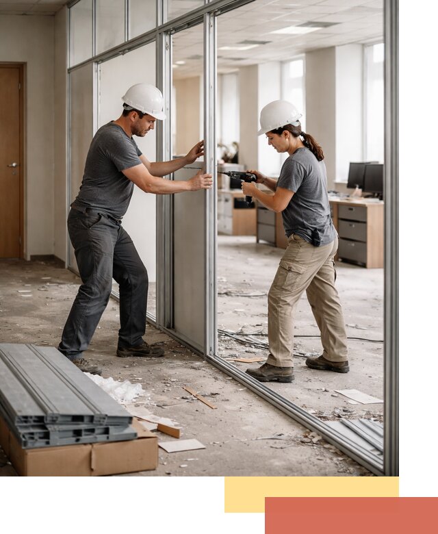 Демонтаж алюминиевых перегородок в Омске быстро и аккуратно