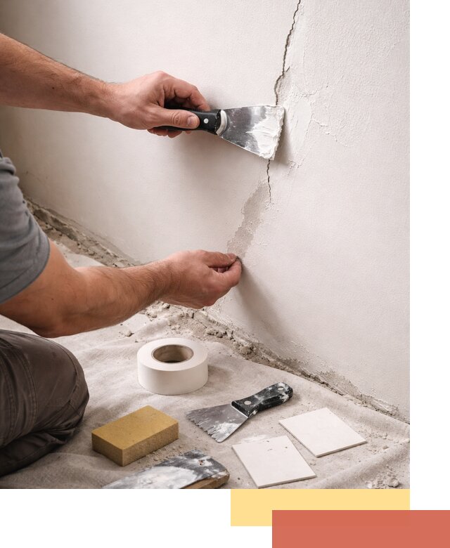 Заделка трещин и сколов в стенах и потолках в Омске