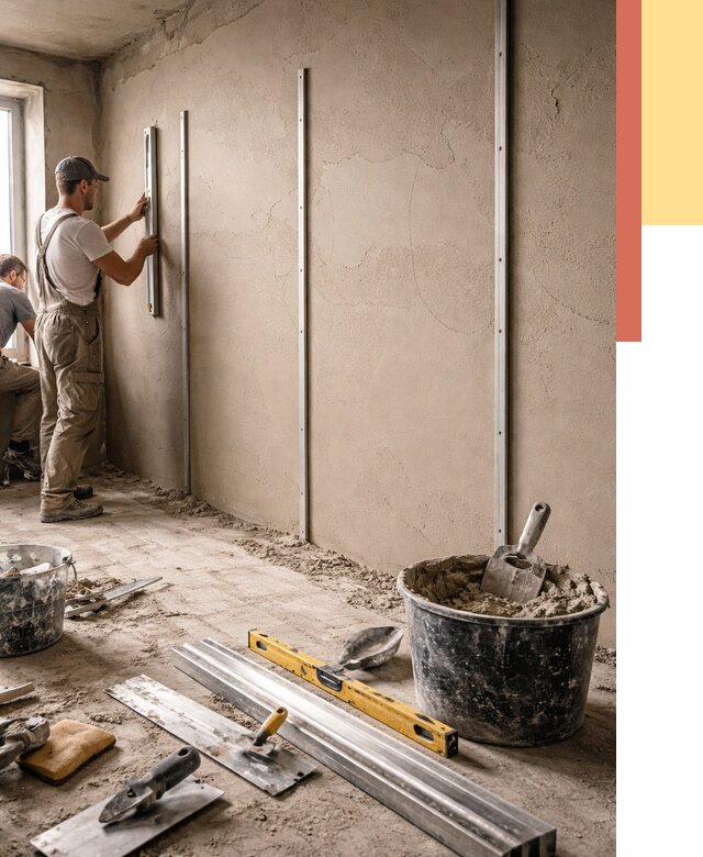 Штукатурка стен по маякам в Омске от 5703 руб./м² — выравнивание под ключ | ОТДЕЛОЧНИК-Омс