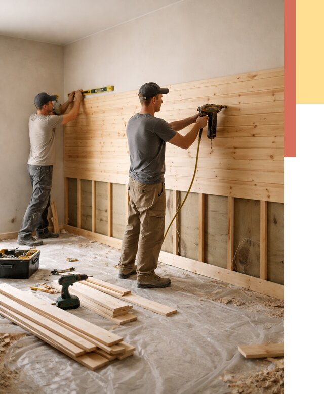 Монтаж деревянной вагонки на стены в Омске от 7777 руб. | Услуги монтажа вагонки | ОТДЕЛОЧНИК-Омс