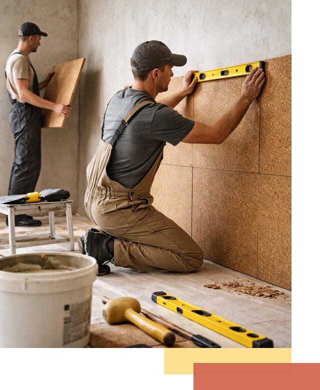 Монтаж пробковых панелей на стены в Омске быстро и качественно