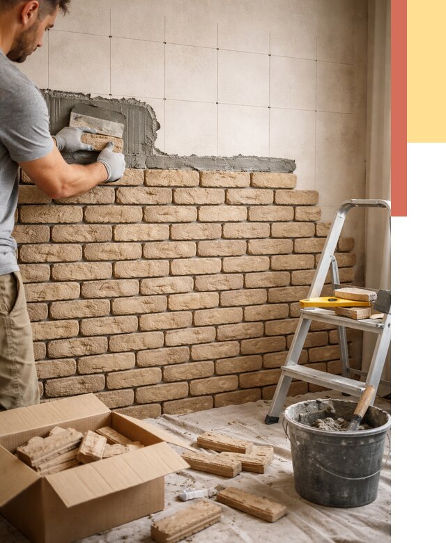 Монтаж декоративного кирпича в Омске от 3318 руб./м² — быстро и недорого | ОТДЕЛОЧНИК-Омс