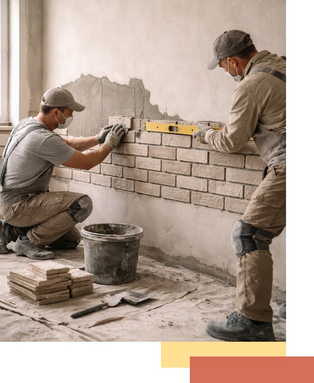 Монтаж декоративного кирпича профессионально в Омске