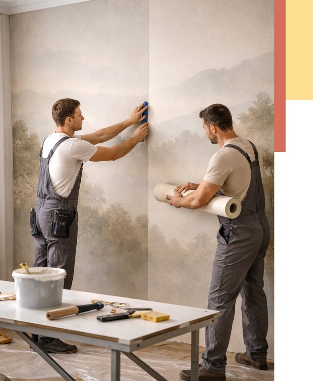 Поклейка фотообоев в Омске от 8814 руб/м² — быстро и недорого | ОТДЕЛОЧНИК-Омс