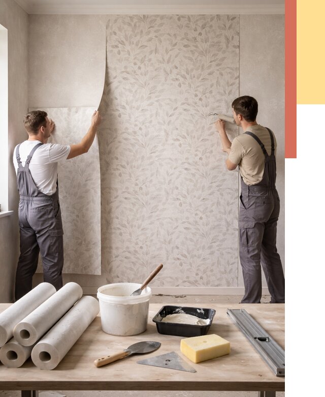 Поклейка обоев с подбором рисунка в Омске от 3629 руб. | ОТДЕЛОЧНИК-Омс - быстро и недорого