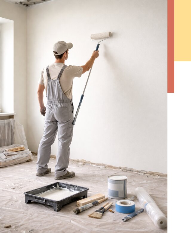 Покраска стен водоэмульсионной краской в Омске от 467 руб. за м² | ОТДЕЛОЧНИК-Омс