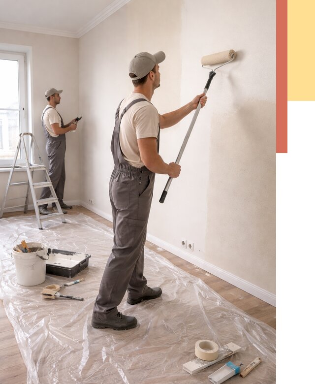 Покраска стен акриловой краской в Омске от 3629 руб./м² — быстро и недорого | ОТДЕЛОЧНИК-Омс