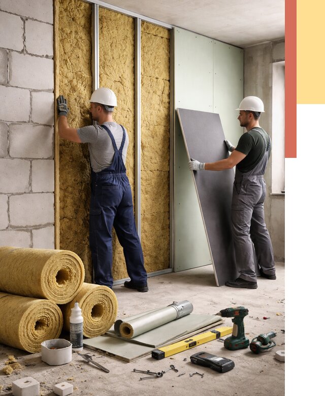 Шумоизоляция перегородок из блоков в Омске от 1918 руб./м² — быстро и недорого | ОТДЕЛОЧНИК-Омс