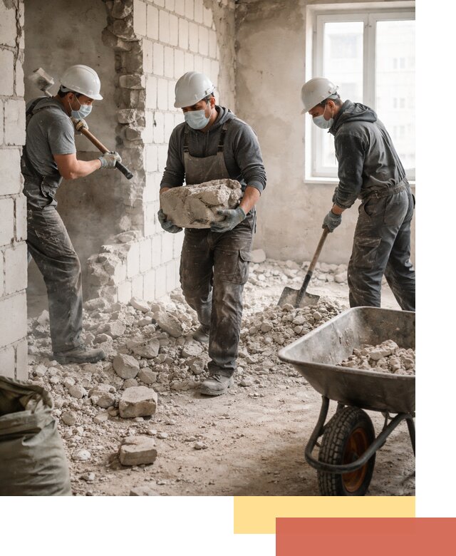 Демонтаж блочных перегородок в Омске быстро и аккуратно