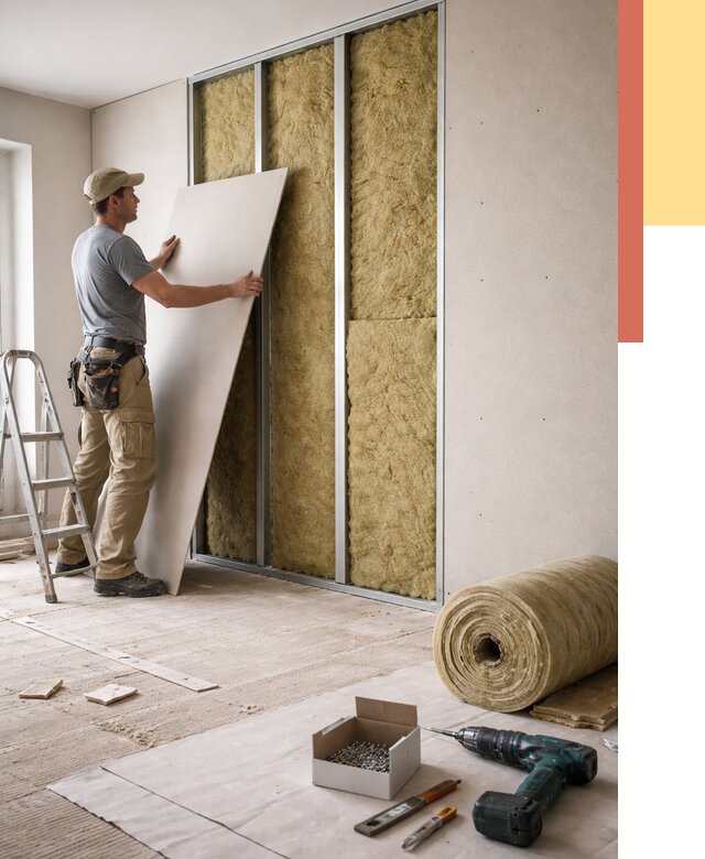 Перегородка из гипсокартона с шумоизоляцией в Омске от 3235 руб. | ОТДЕЛОЧНИК-Омс