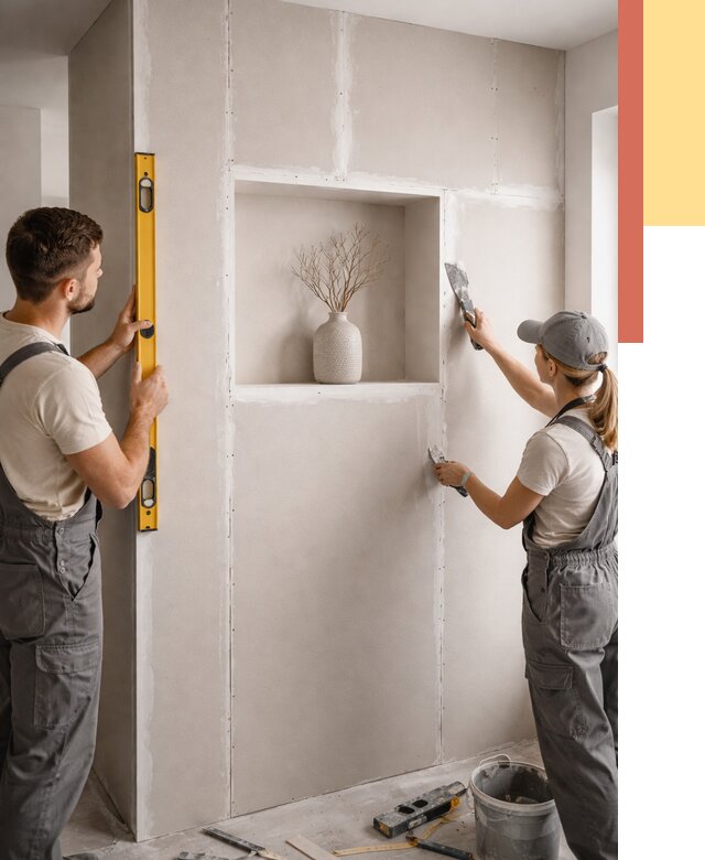 Перегородка из гипсокартона с нишей в Омске от 3370 руб. под ключ | ОТДЕЛОЧНИК-Омс