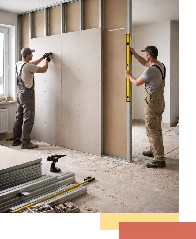 Зонирующая перегородка из гипсокартона под ключ в Омске