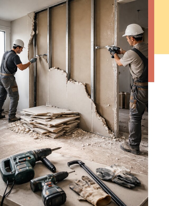 Демонтаж перегородки из гипсокартона в Омске от 1244 руб. быстро и недорого | ОТДЕЛОЧНИК-Омс