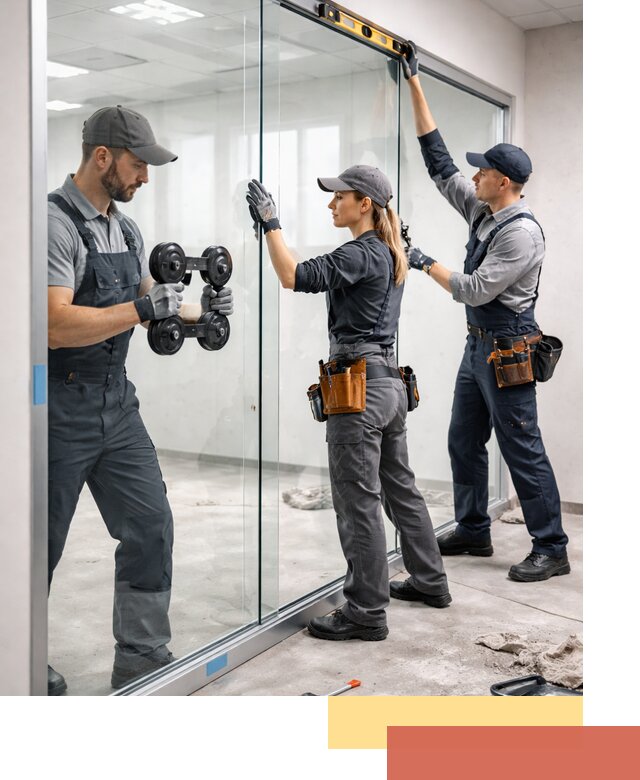 Профессиональный монтаж стеклянных перегородок в Омске