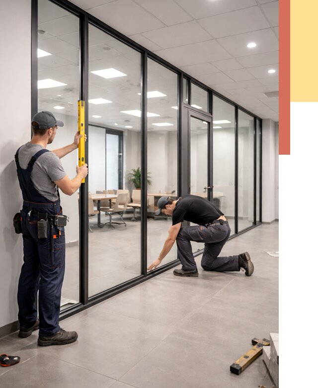 Каркасные стеклянные перегородки в Омске под ключ от 9539 руб. | ОТДЕЛОЧНИК-Омс