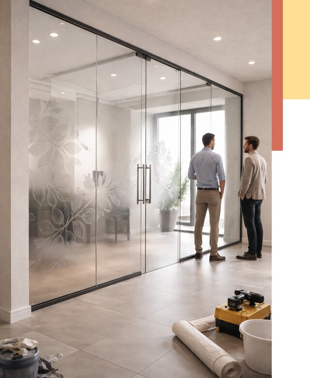 Стеклянные перегородки с рисунком в Омске от 12961 руб. монтаж и нанесение | ОТДЕЛОЧНИК-Омс