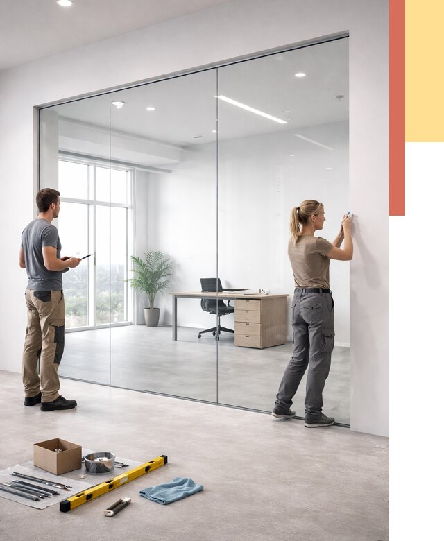 Перегородки из закаленного стекла в Омске от 9851 руб. под ключ | ОТДЕЛОЧНИК-Омс