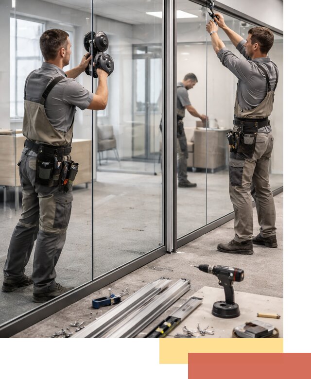 Стеклянные офисные перегородки под ключ в Омске