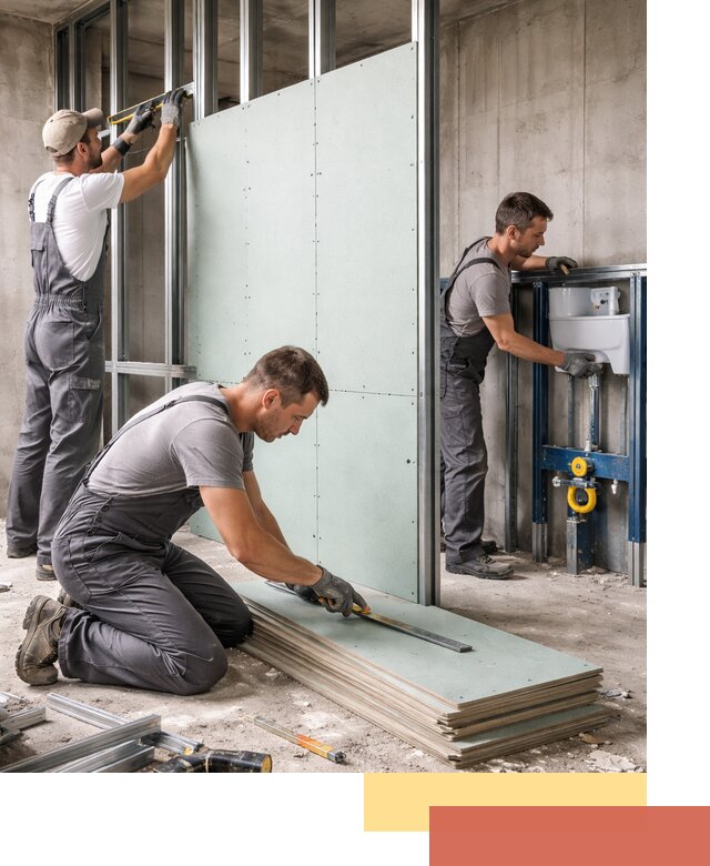 Монтаж и ремонт сантехнических перегородок в Омске