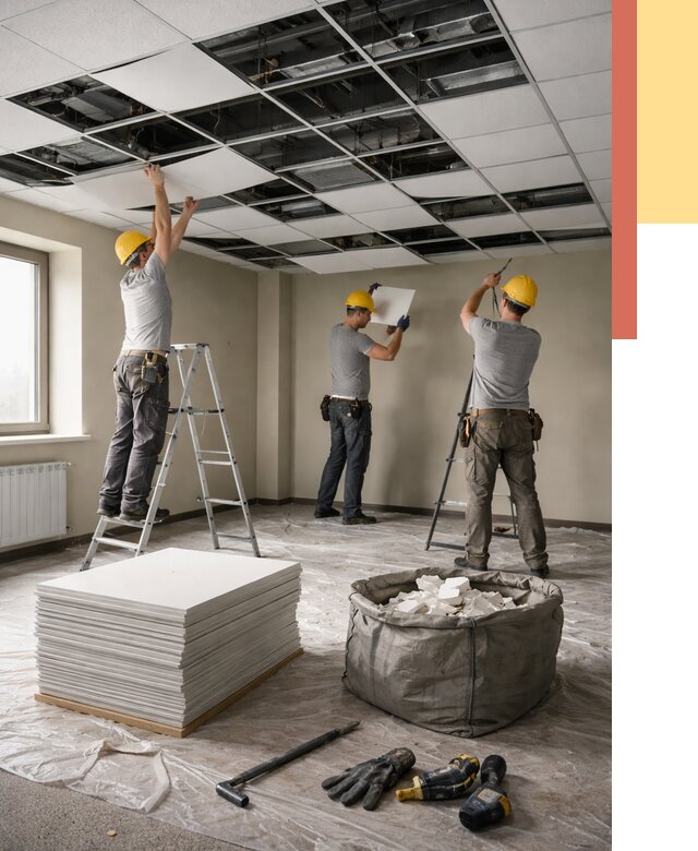 Демонтаж потолка Армстронг в Омске от 4666 руб. быстро и недорого | ОТДЕЛОЧНИК-Омс