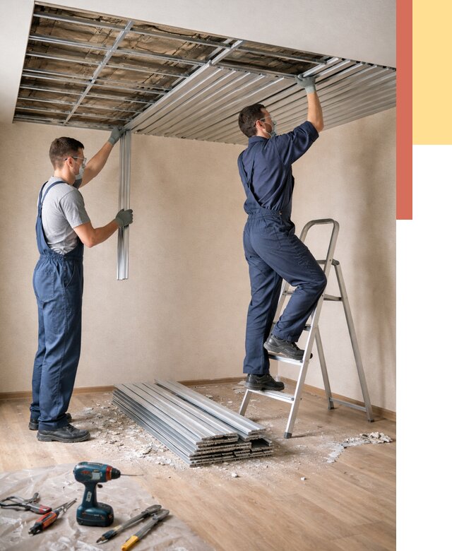 Демонтаж реечного потолка в Омске от 4666 руб. быстро и недорого | ОТДЕЛОЧНИК-Омс