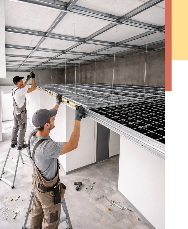 Монтаж потолка грильято в Омске от 467 руб./м² — быстрая сборка под ключ | ОТДЕЛОЧНИК-Омс