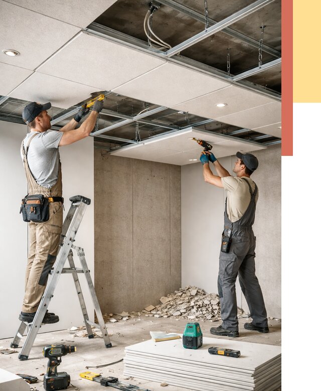 Монтаж акустического потолка в Омске от 6740 руб/м2 — быстро и недорого | ОТДЕЛОЧНИК-Омс