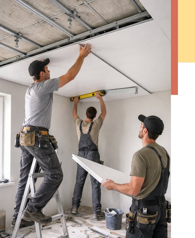 Монтаж потолка из ПВХ панелей в Омске от 3629 руб./м2 — быстро и недорого | ОТДЕЛОЧНИК-Омс