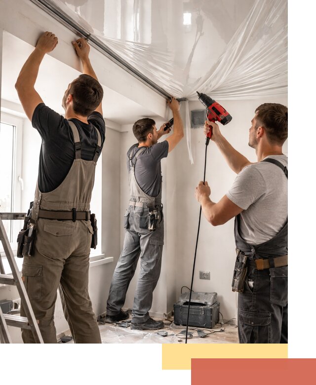 Монтаж глянцевого натяжного потолка в Омске быстро и качественно