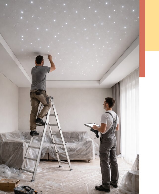 Монтаж натяжного потолка «звездное небо» в Омске от 6740 руб. | ОТДЕЛОЧНИК-Омс