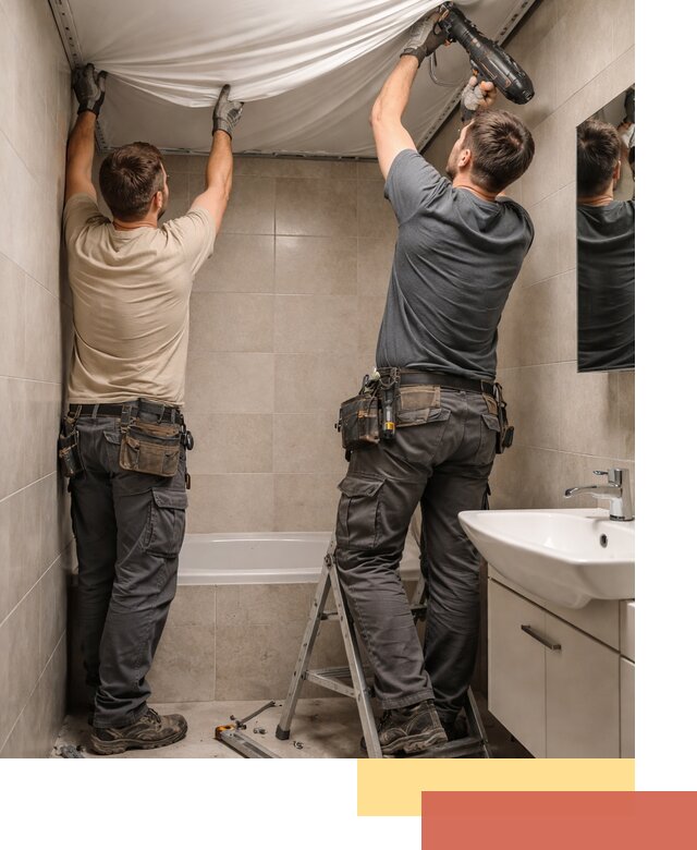 Монтаж натяжного потолка в ванной в Омске быстро и качественно