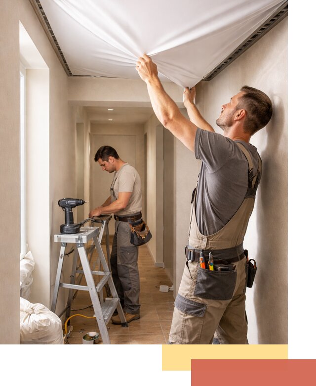 Монтаж натяжного потолка в прихожей в Омске