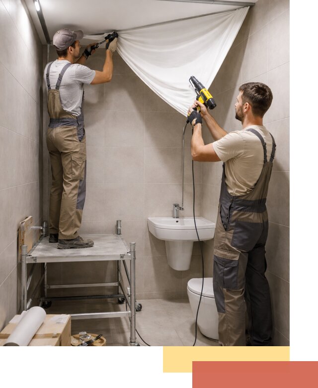 Монтаж натяжного потолка в санузле в Омске