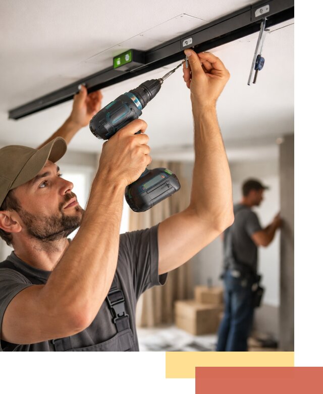 Установка трековых светильников в натяжной потолок в Омске