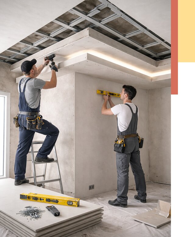 Двухуровневый потолок из гипсокартона в Омске от 1504 руб. под ключ | ОТДЕЛОЧНИК-Омс