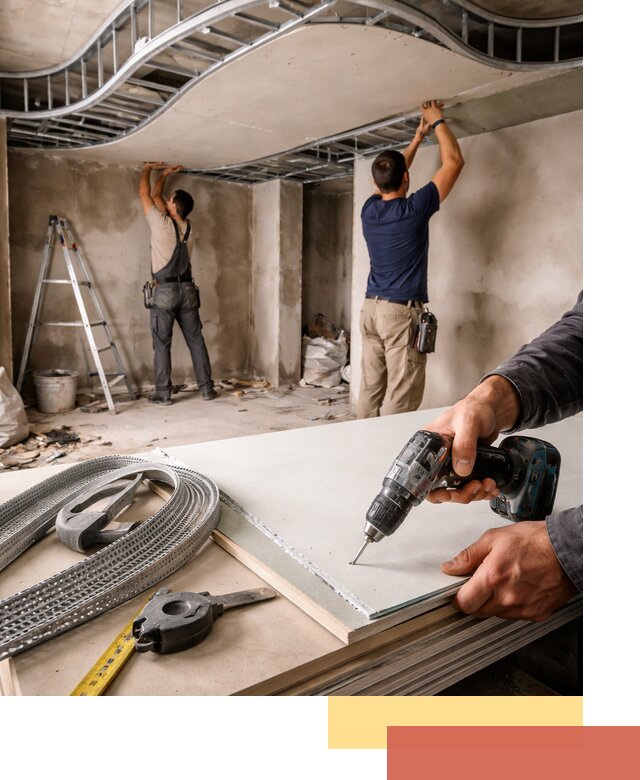 Криволинейный потолок из гипсокартона в Омске — монтаж и отделка