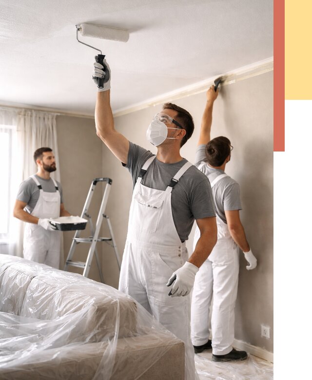 Покраска потолка водоэмельсионной краской в Омске от 2281 руб/м² — услуги под ключ | ОТДЕЛОЧНИК-Омс