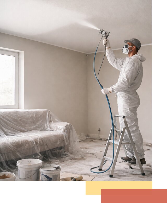 Покраска потолка краскопультом в Омске быстро и качественно